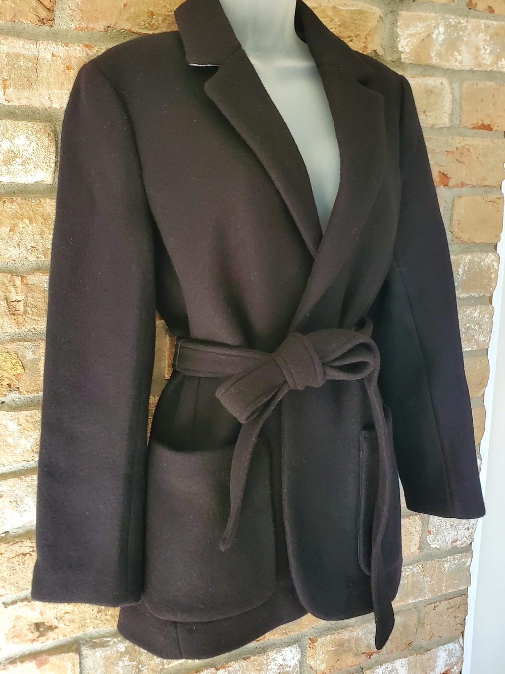 J. Crew Black Women's Belted Wool Blend Coat